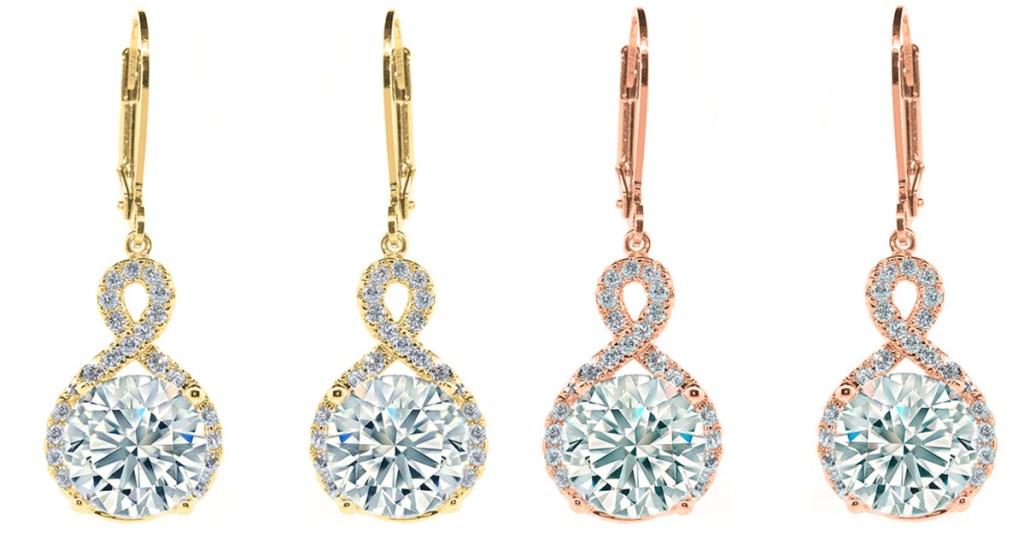 cate and chloe drop earrings in yellow and rose gold