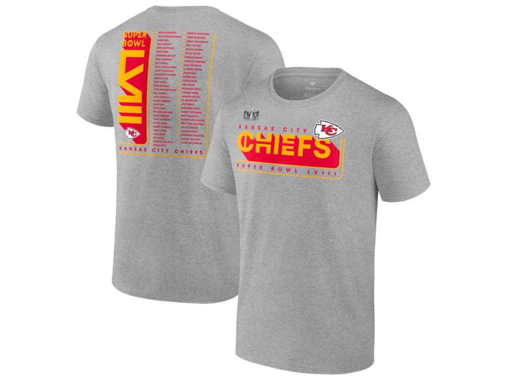 front and back image of chiefs super bowl tee