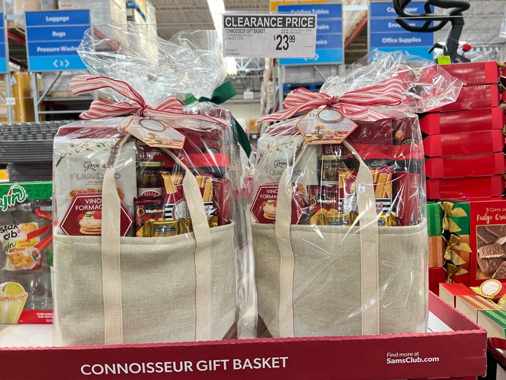 two large gift baskets on display