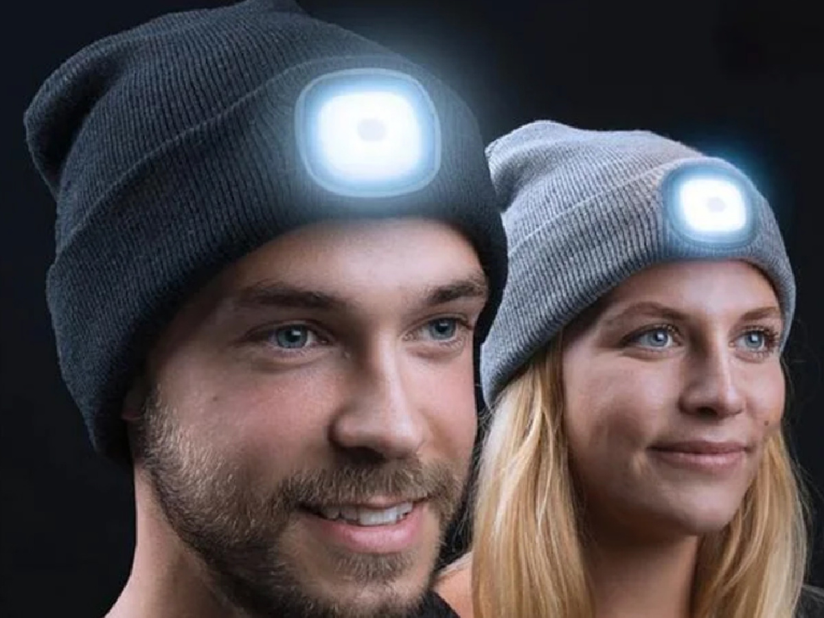 couple wearing black and gray beanie in black and gray