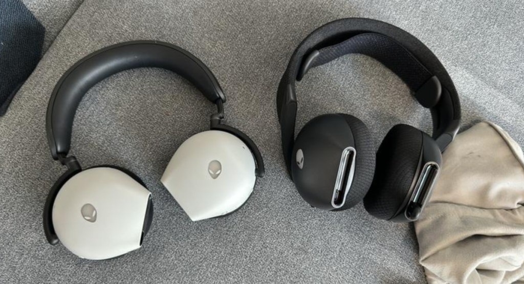 black and white gaming headsets side by side