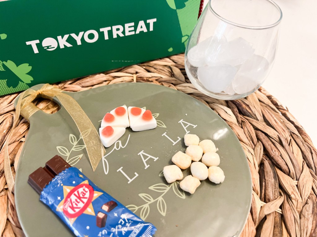 display of Tokyo treats on a festive platter