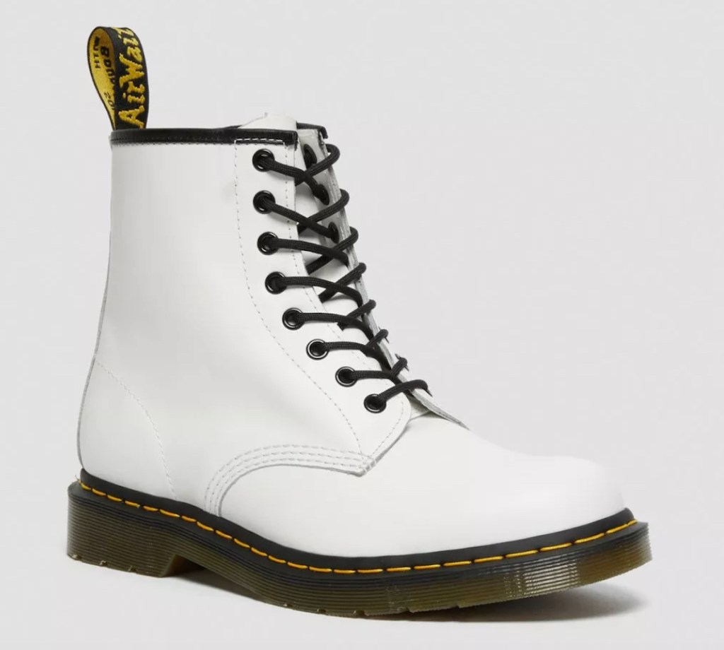 Stock photo of white dr Martens lug boots