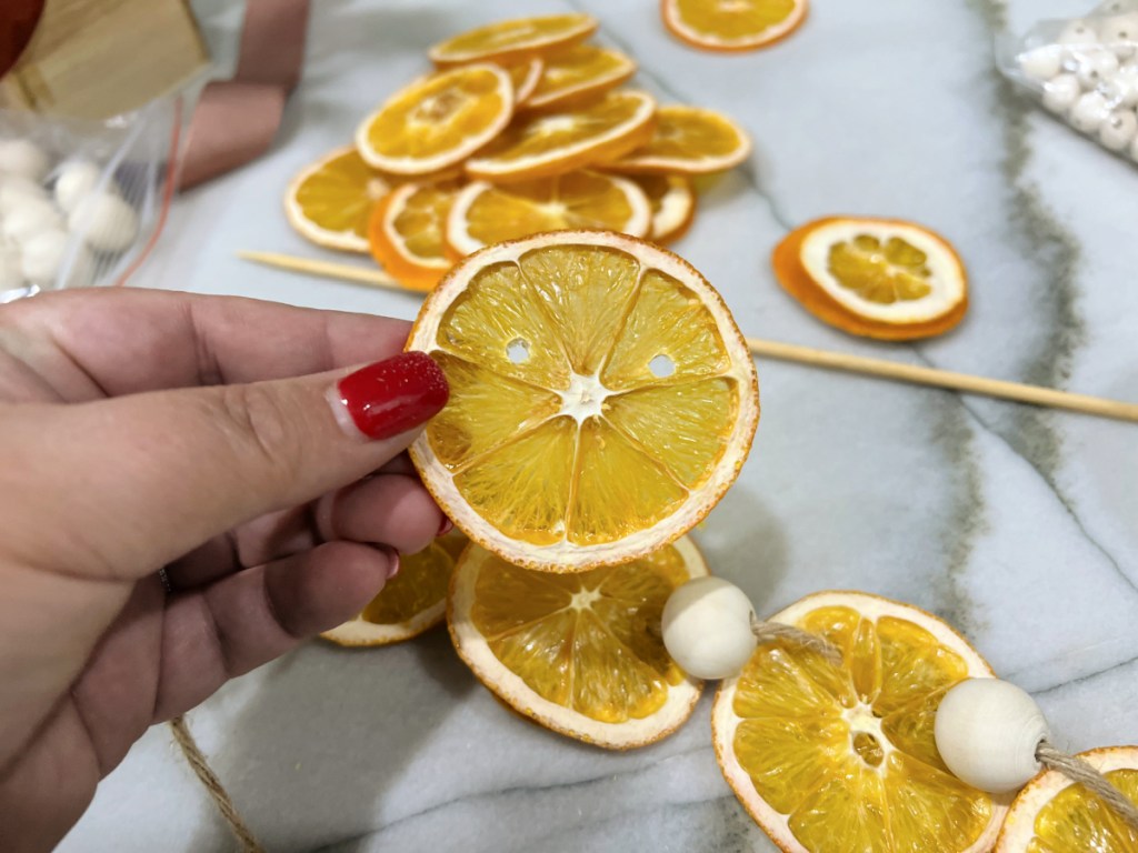 dried oranges used to make a christmas garland
