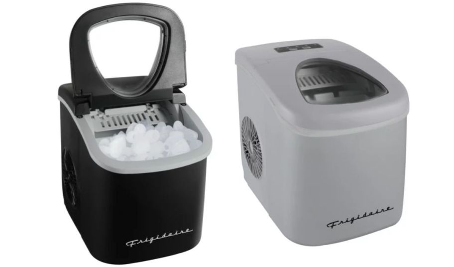 a black and a silver 26lb frigidaire counter top icemakers