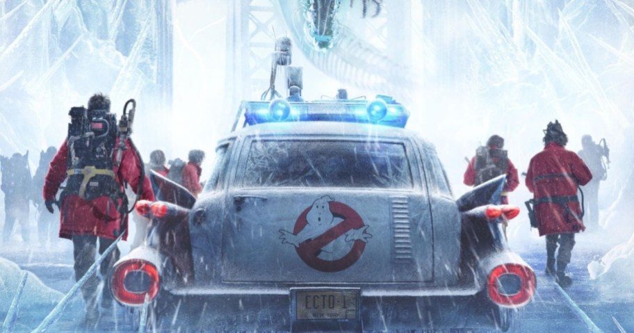 ghostbusters car surrounded by people