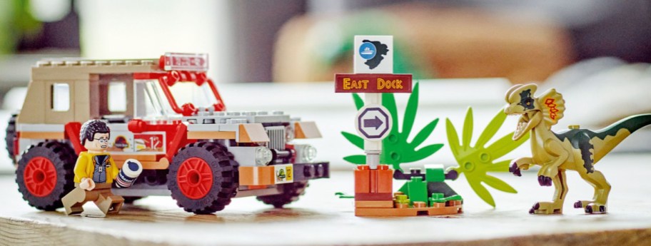 image of LEGO jurassic park figures displayed on a table