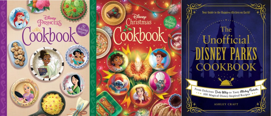 Three kids cookbook covers next to eachother.