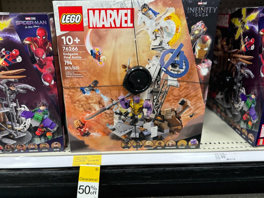 lego marvel toy set on shelf 