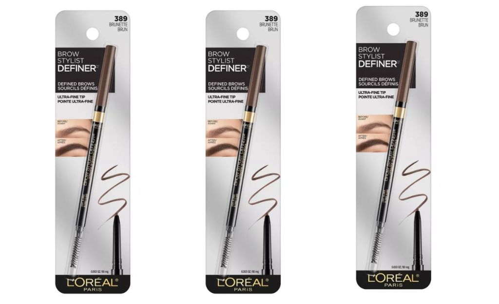 3 packs of loreal brow definer with white background