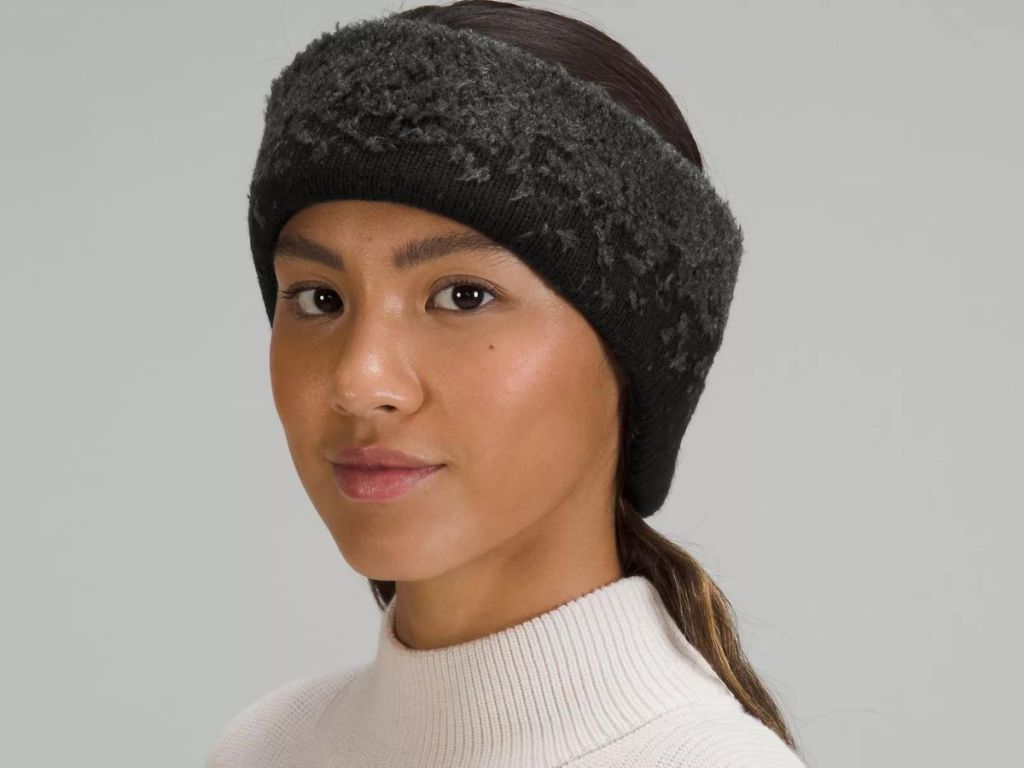 Woman wearing a lululemon ear warmer