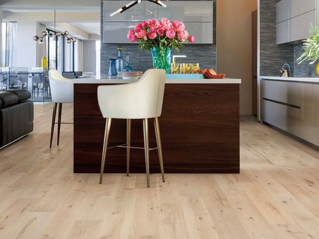 light hardwood flooring in kitchen