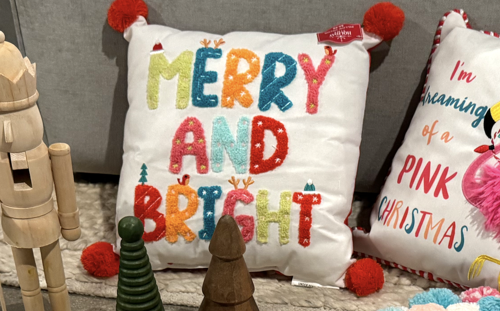 Merry and bright Christmas pillow 