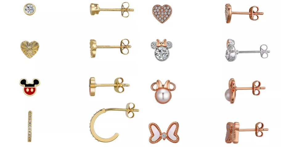 4 minnie and 4 mickey mouse earrings stock image