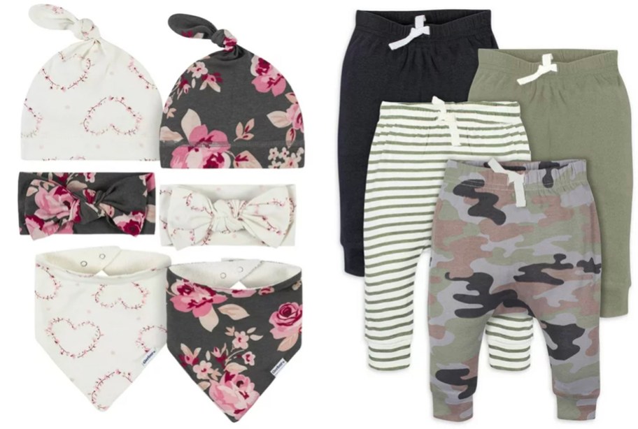 gerber hat, bow and scarf sets with 4 boys pants