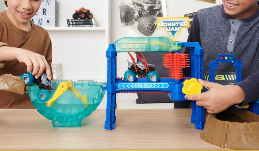 toy car wash with monster truck in it
