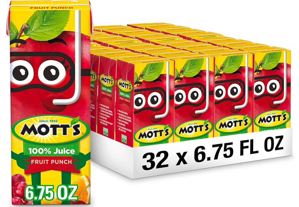 mott's fruit punch applejuice pouchs in box