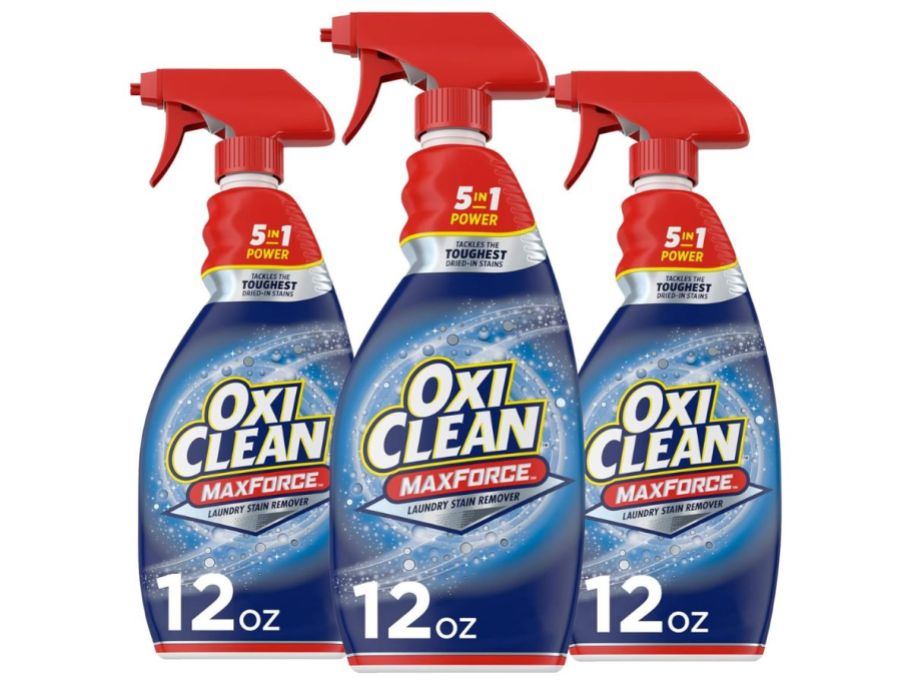 3 bottles of oxi clean max force with white background
