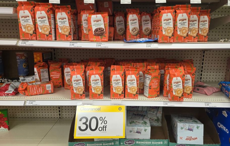 holiday cookie bags on a store shelf