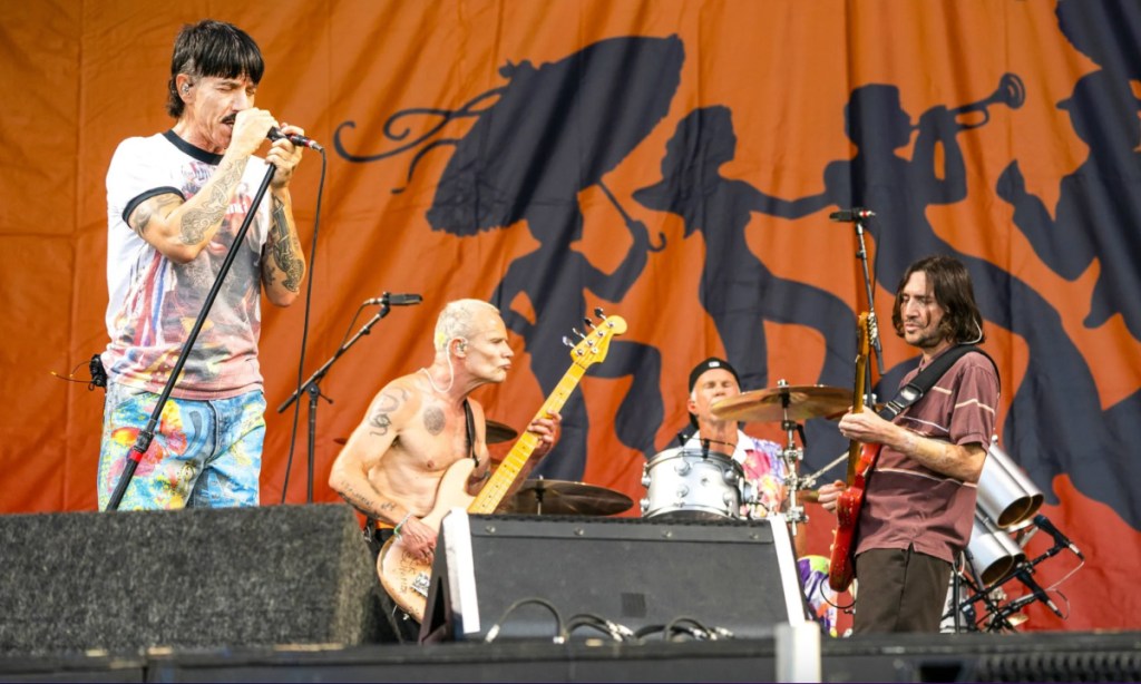 red hot chili peppers performing on stage