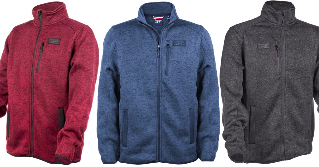 reebok mens jackets in red, blue and gray