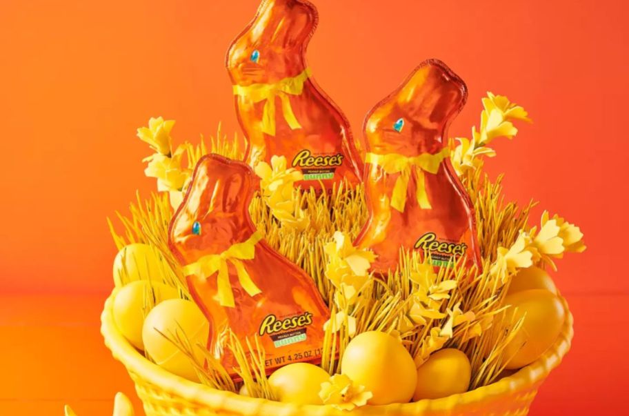 reeses peanutbutter easter bunnies wrapped in orange foil