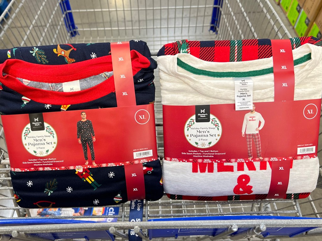 two pairs of mens pjs in shopping cart