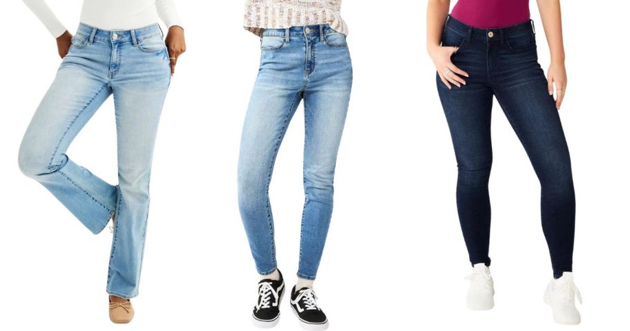three girls wearing so juniors jeans