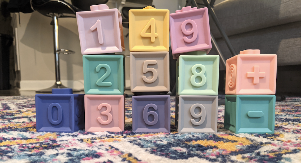 soft baby blocks stacked up 