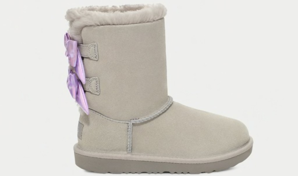 stock image of UGG Kids Kids Bailey Bow Iridescent in gray with bows