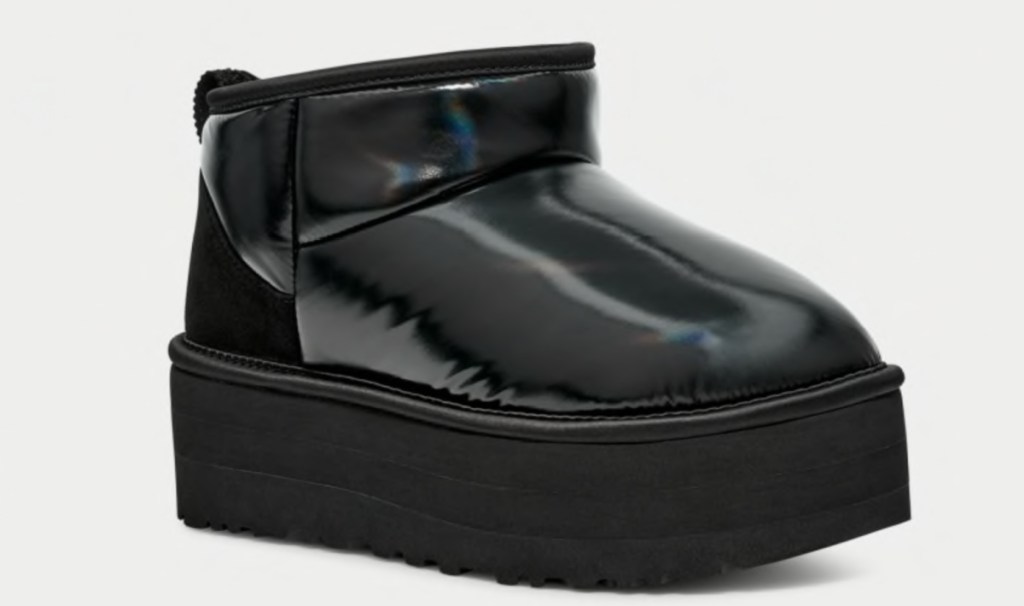 stock image of UGG Women's Ultra Mini Platform Hi Shine Boots in black