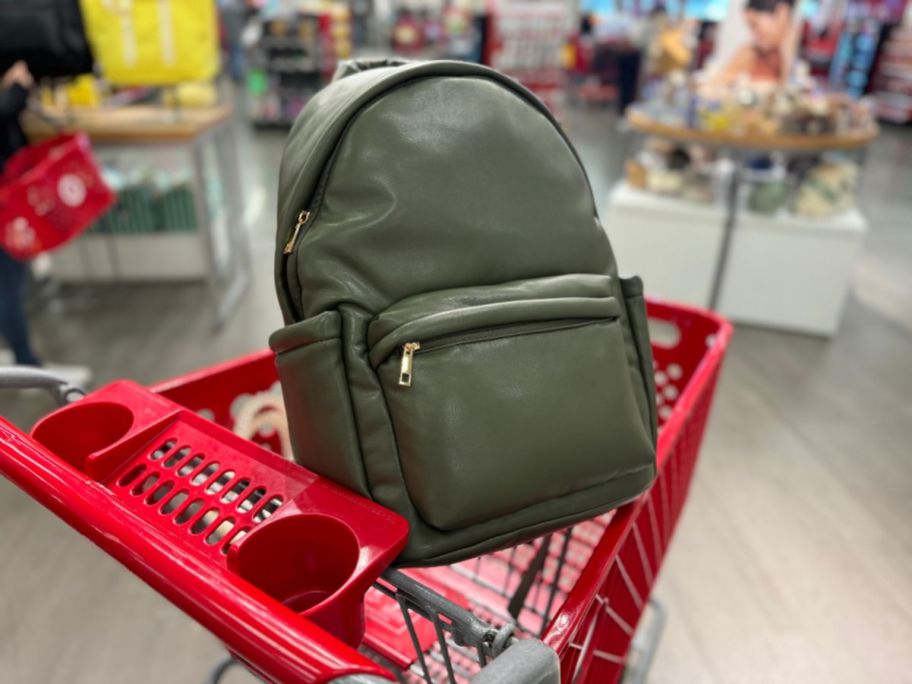 black backpack style bag in Target cart