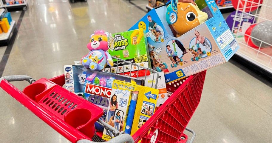 target shopping cart full of toys
