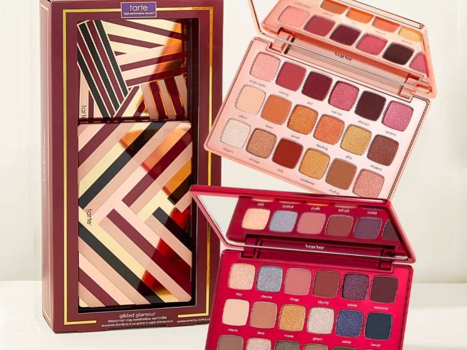 two tarte makeup palettes with box