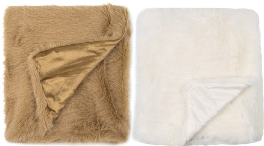 throw blanket in brown and white