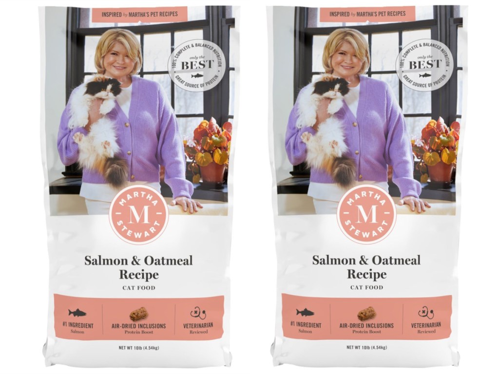 two stock images Martha Stewart Pet Food Salmon & Oatmeal Recipe Dry Cat Food 10lb Bag