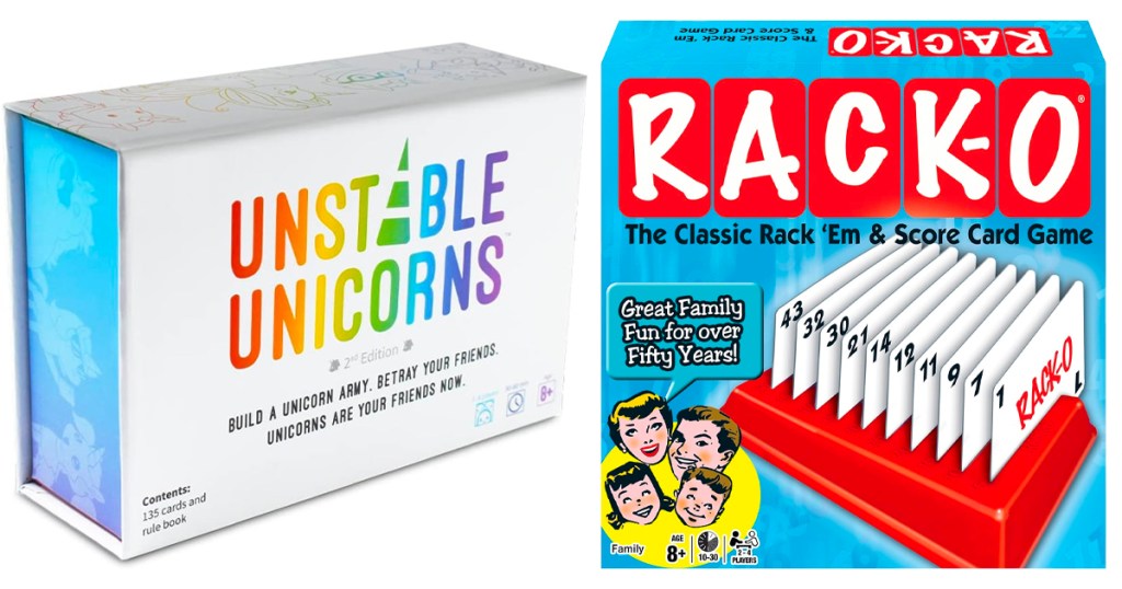 unstable unicorns and racko board game