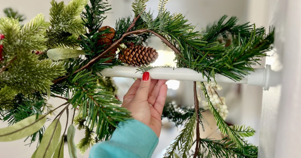 using a tension rod to hang a garland