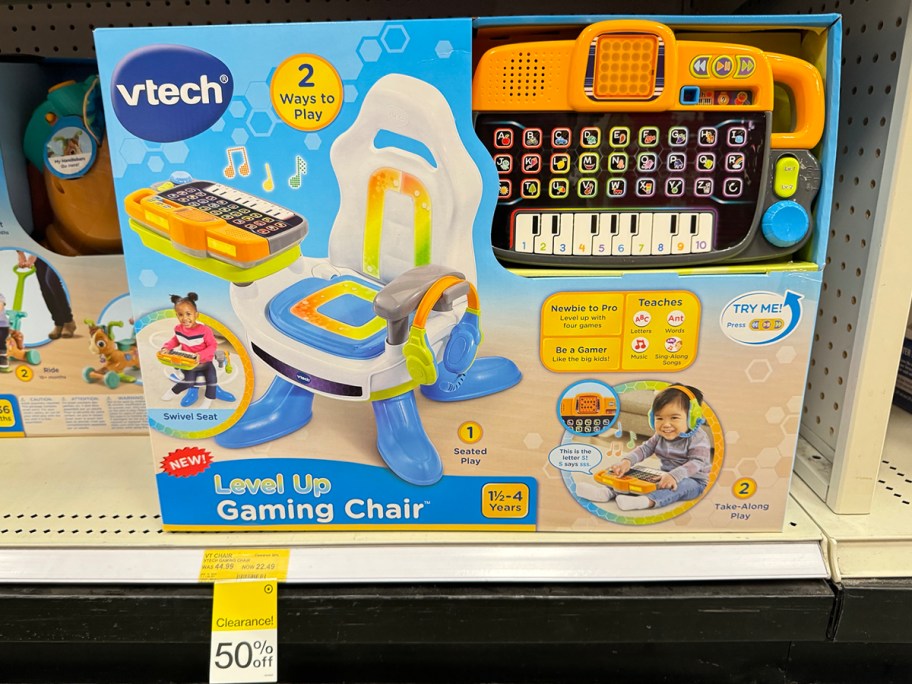 vtech gaming chair toy on shelf