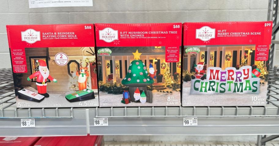 walmart christmas inflatables on shelf in store