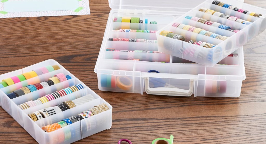 washi tape bins filled with washi tape in multiple colors