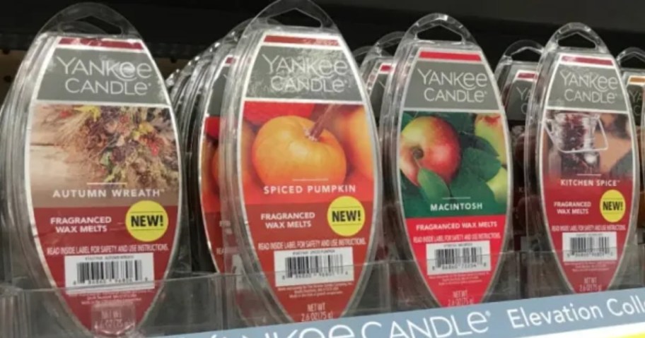 yankee candle wax melts on shelf