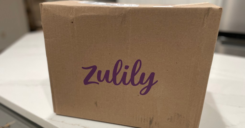 Zulily box on kitchen counter