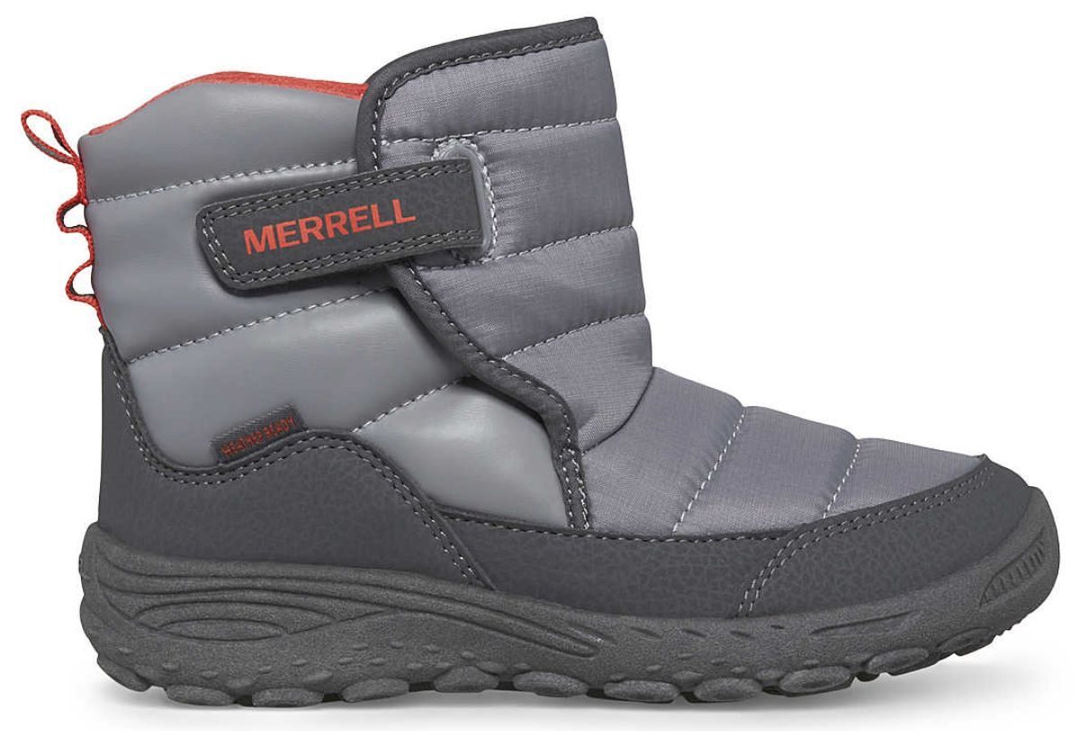 single grey Merrell kid's puffer boot