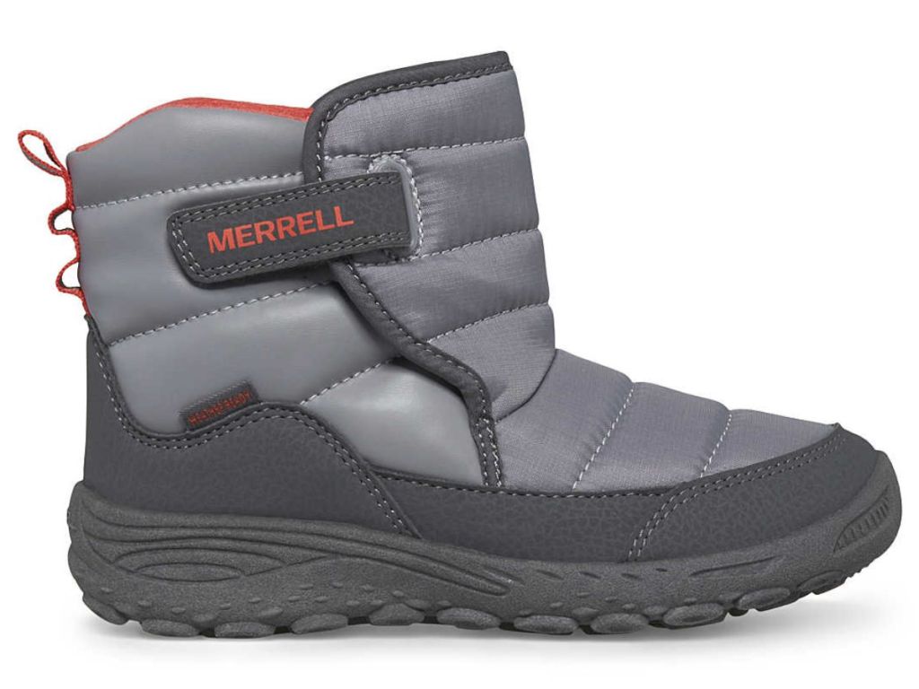 single grey Merrell kid's puffer boot