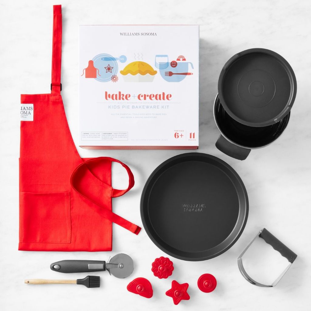 Kids Baking set with apron, pie pan, pie stamps, cutters and pastry tools