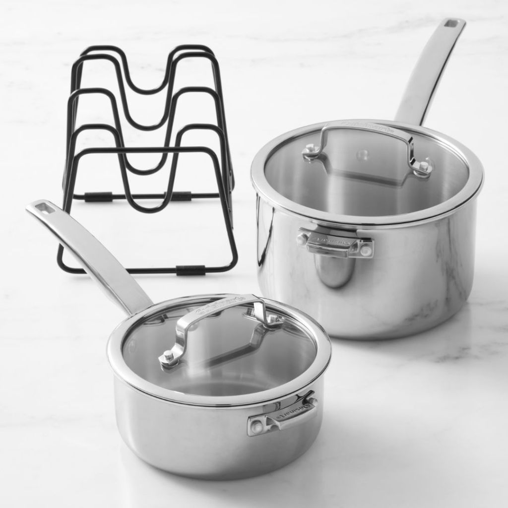 stainless steel cookware pot and pan with rack