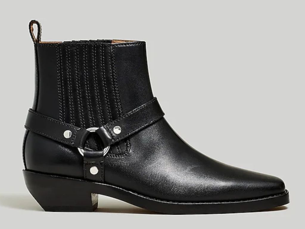 image of single black western looking ankle boot from Madewell