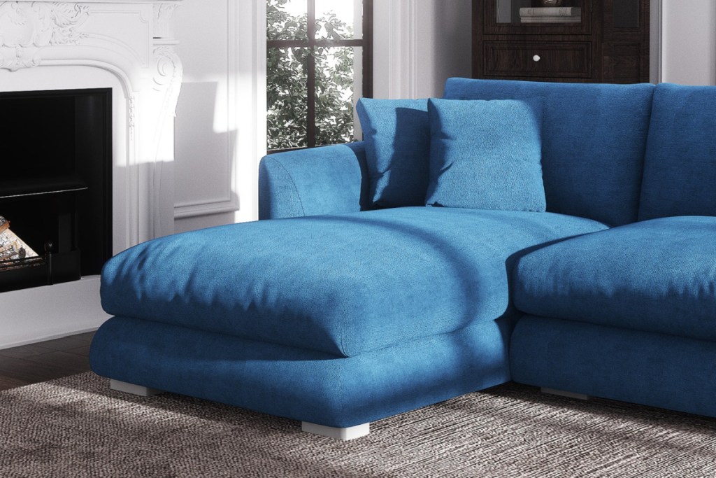 blue feather sectional couch