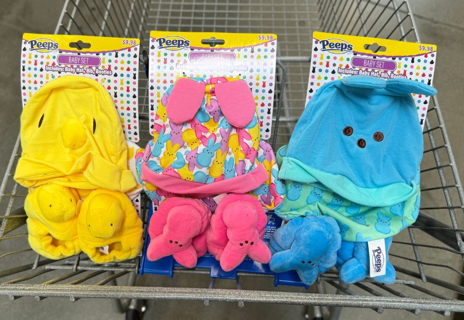 3 colors of different Peeps Baby Gift Sets in cart